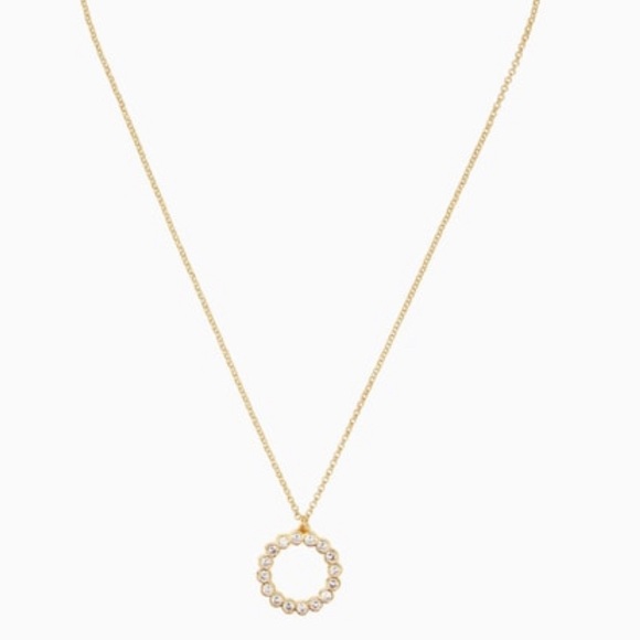 New Kate Spade Full Circle Mini Pendant Necklace in Clear Gold Tone